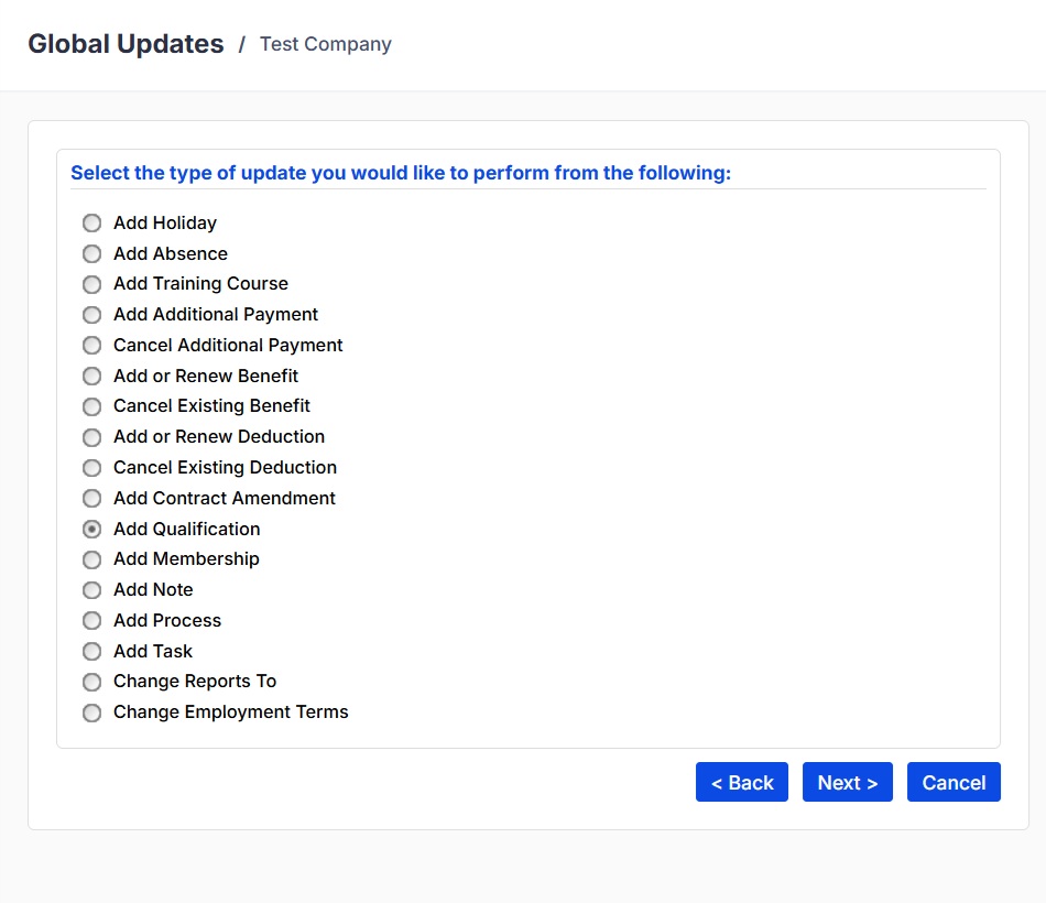 HR global updates software