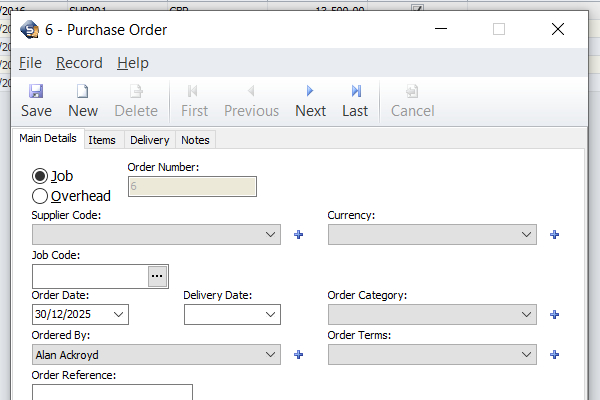 Create Purchase Order